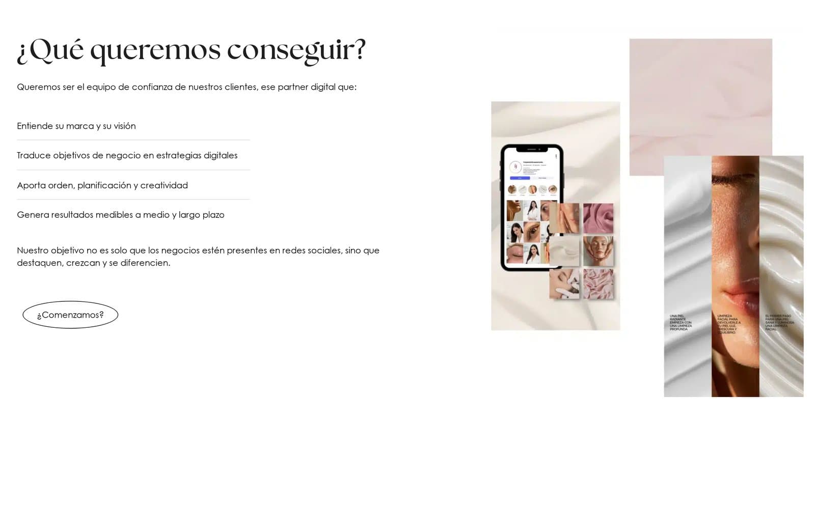 Detalle 2 de la web de Oneh Social Media